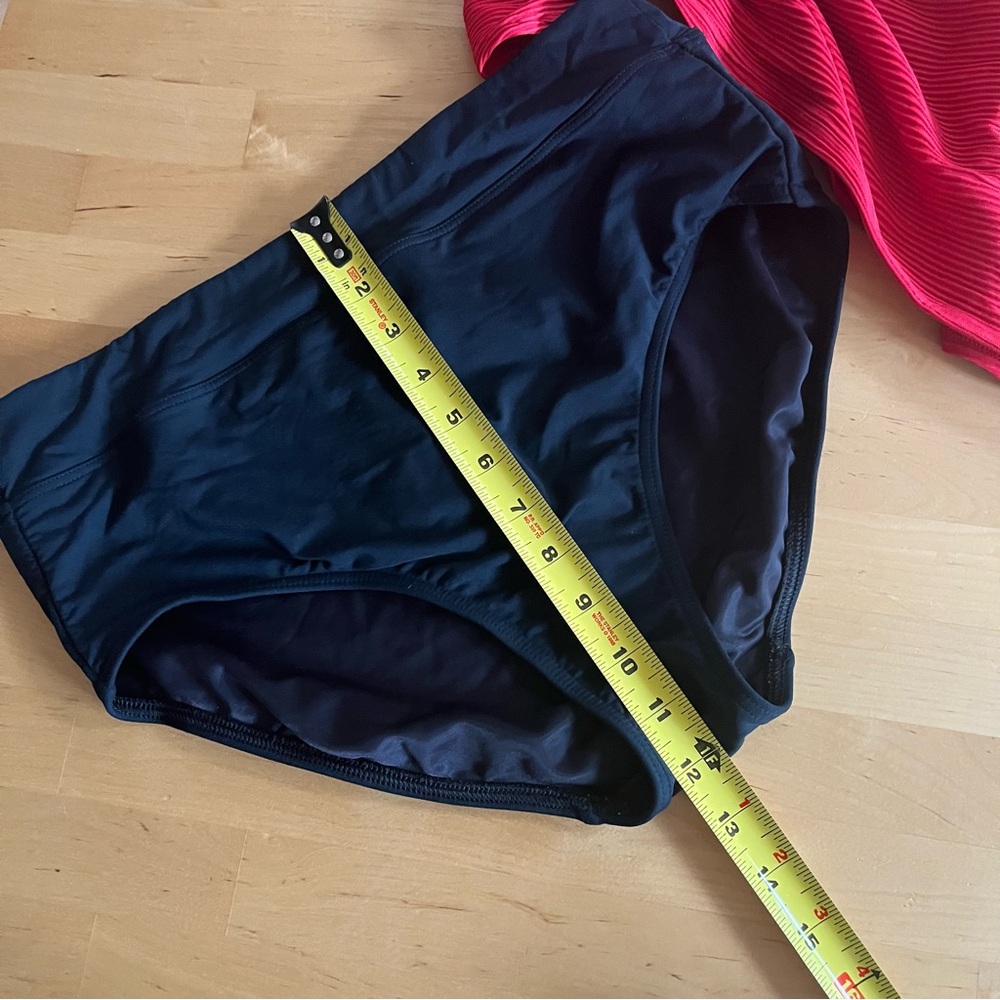 Lands End Red and Black Tankini Swimsuit Set Two Piece High Waist Coverage 10/12 - Picture 11 of 11